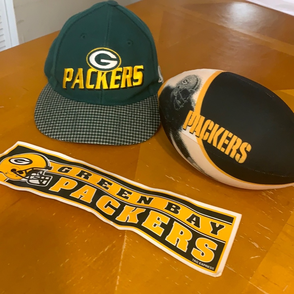 Green Bay Packer Items Hat Football Sign